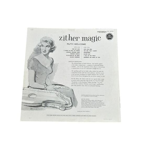 5 RUTH WELCOME Zither Records CAPITOL 12" LP 33 RPM Vintage Romantic 3/4 Time - Picture 4 of 11
